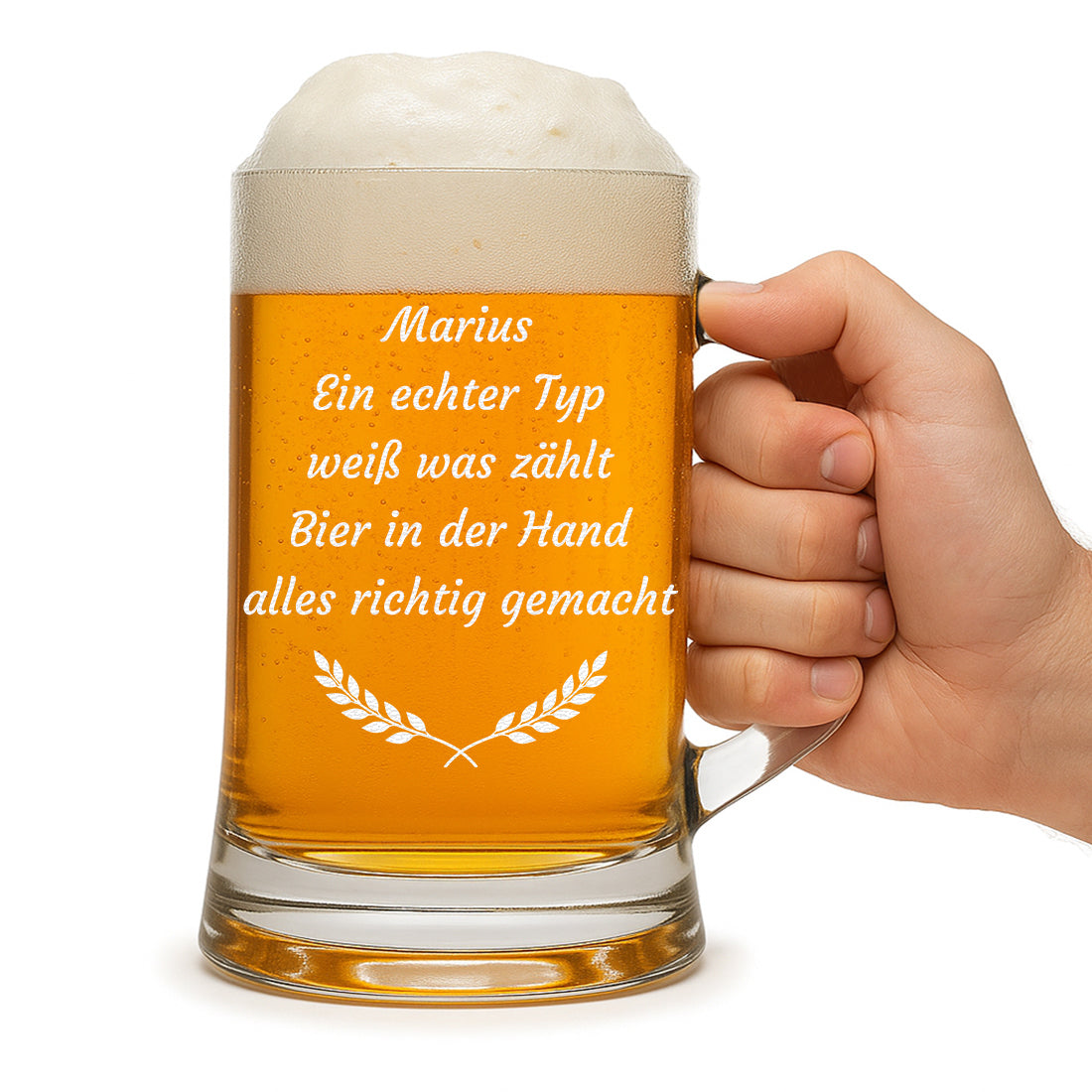 Personalisiertes Bierglas mit Gravur | Wunschtext, Name & Symbol
