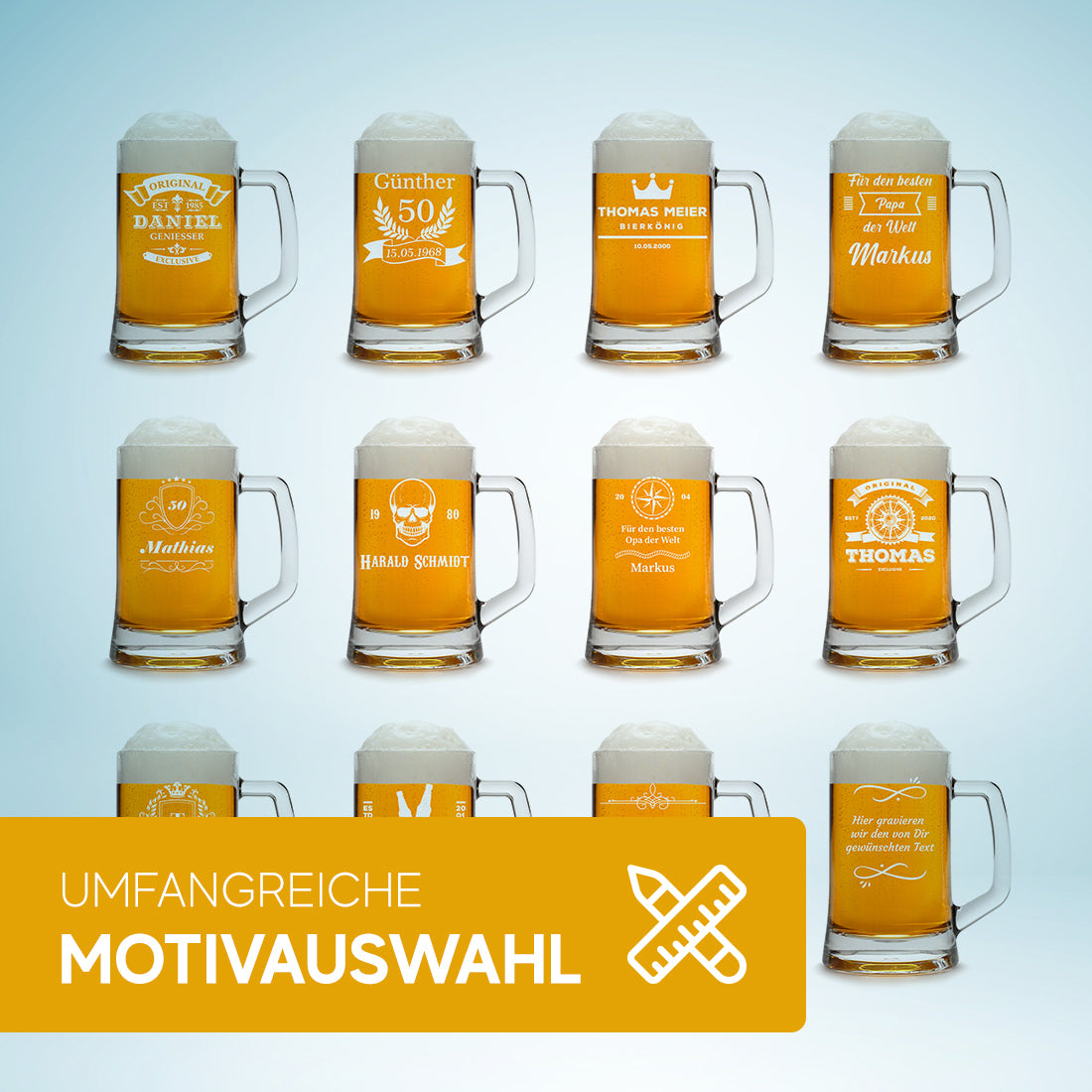 Bierkrug "Original Exklusive" 0,5 Liter aus Glas mit Gravur