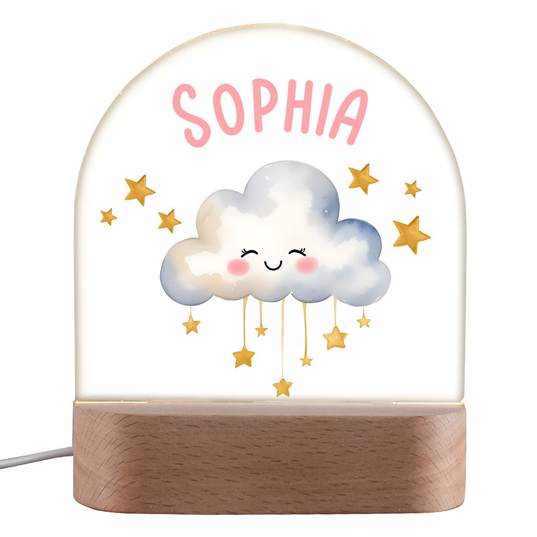 Personalisiertes LED Nachtlicht für Kinder mit Wolken-Motiv