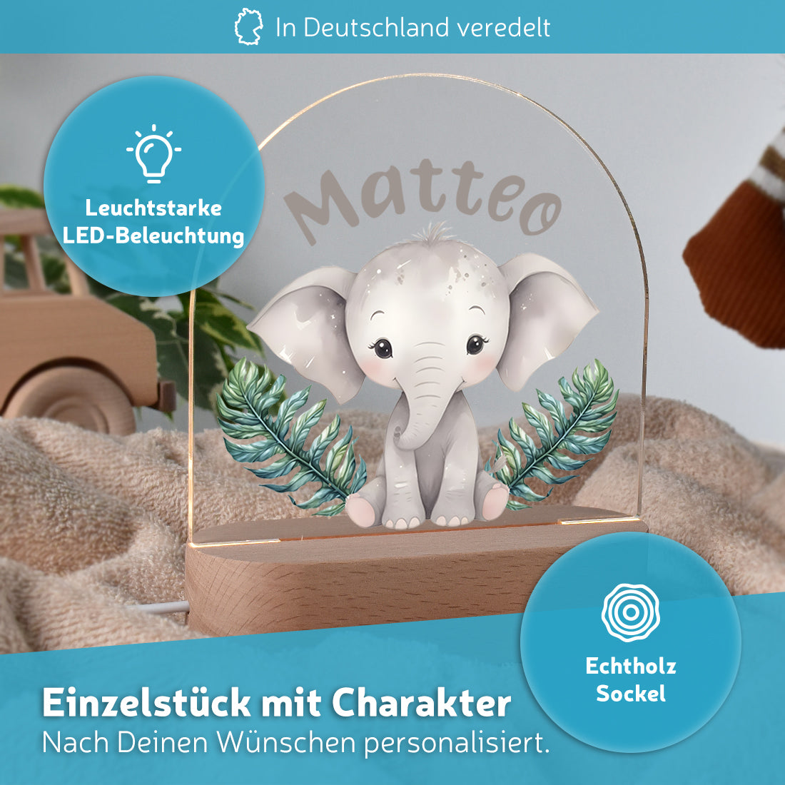 Schlummerlicht Elefant personalisiert LED-Nachtlicht
