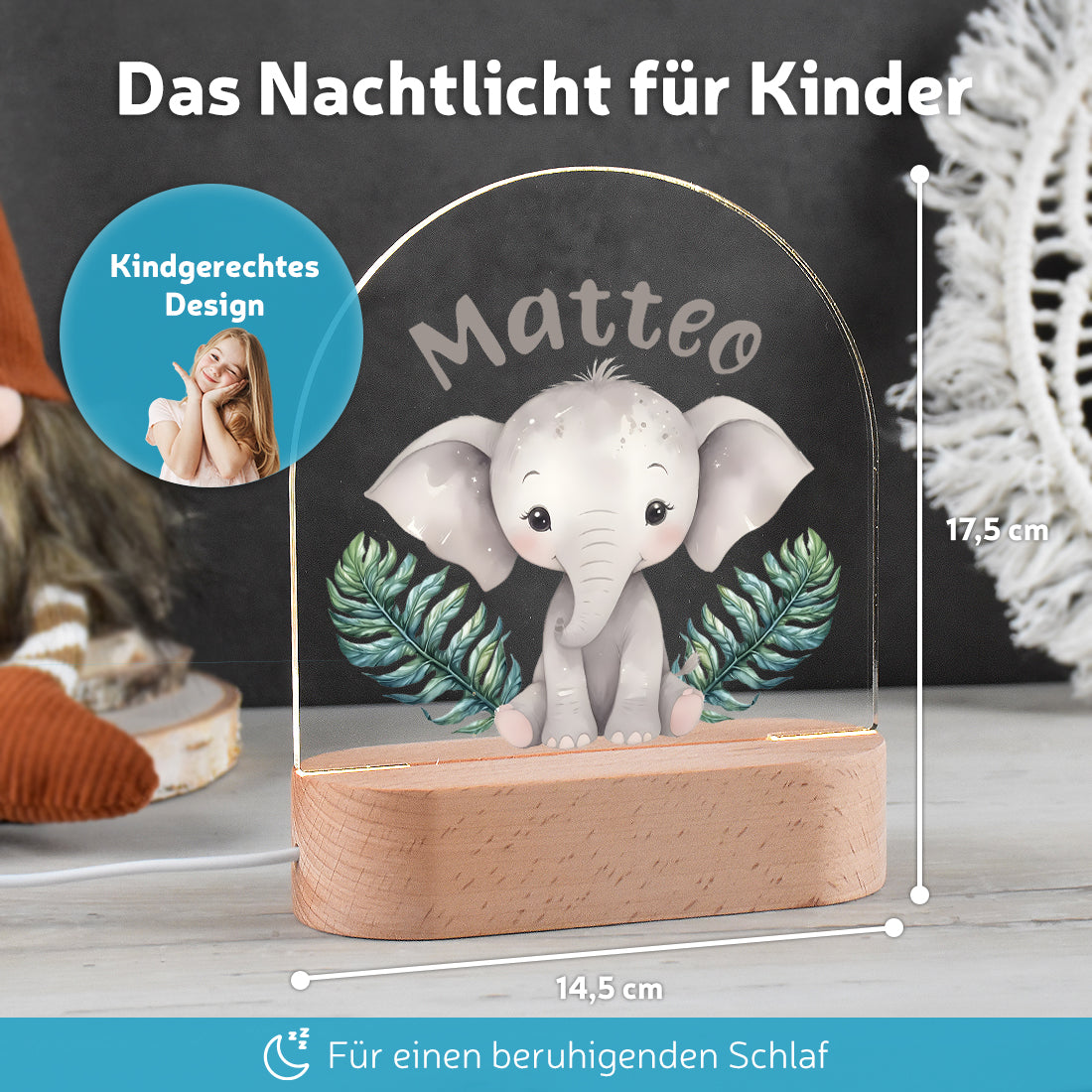 Schlummerlicht Elefant personalisiert LED-Nachtlicht