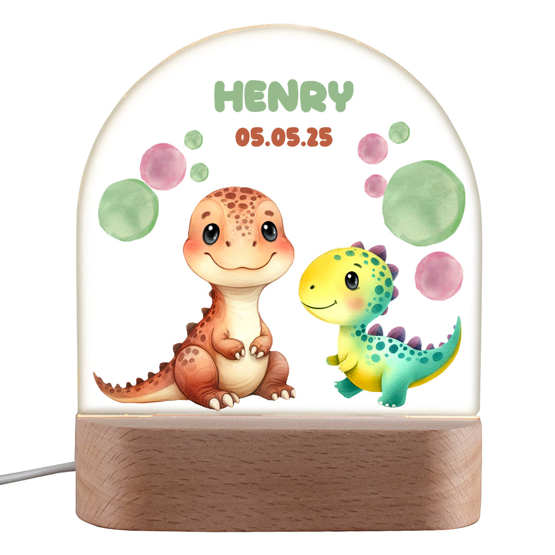 Personalisiertes Dino LED - Nachtlicht mit Namen & Datum