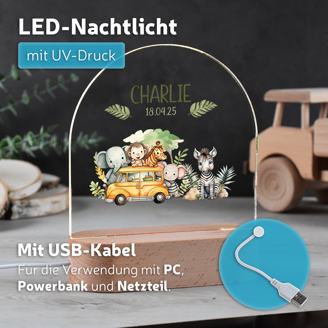 LED-Nachtlicht für Kinder personalisiert