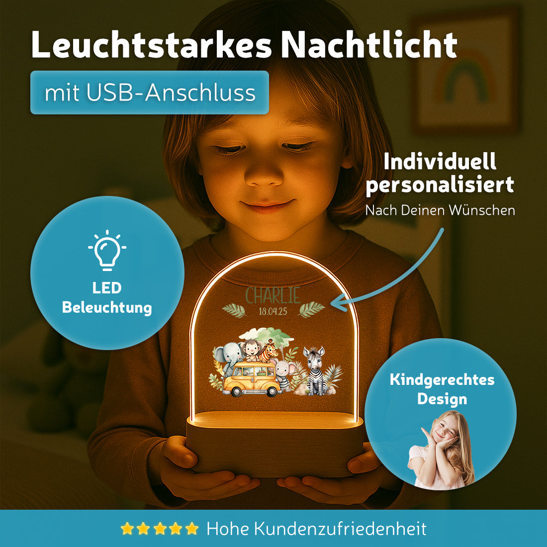 LED-Nachtlicht für Kinder personalisiert