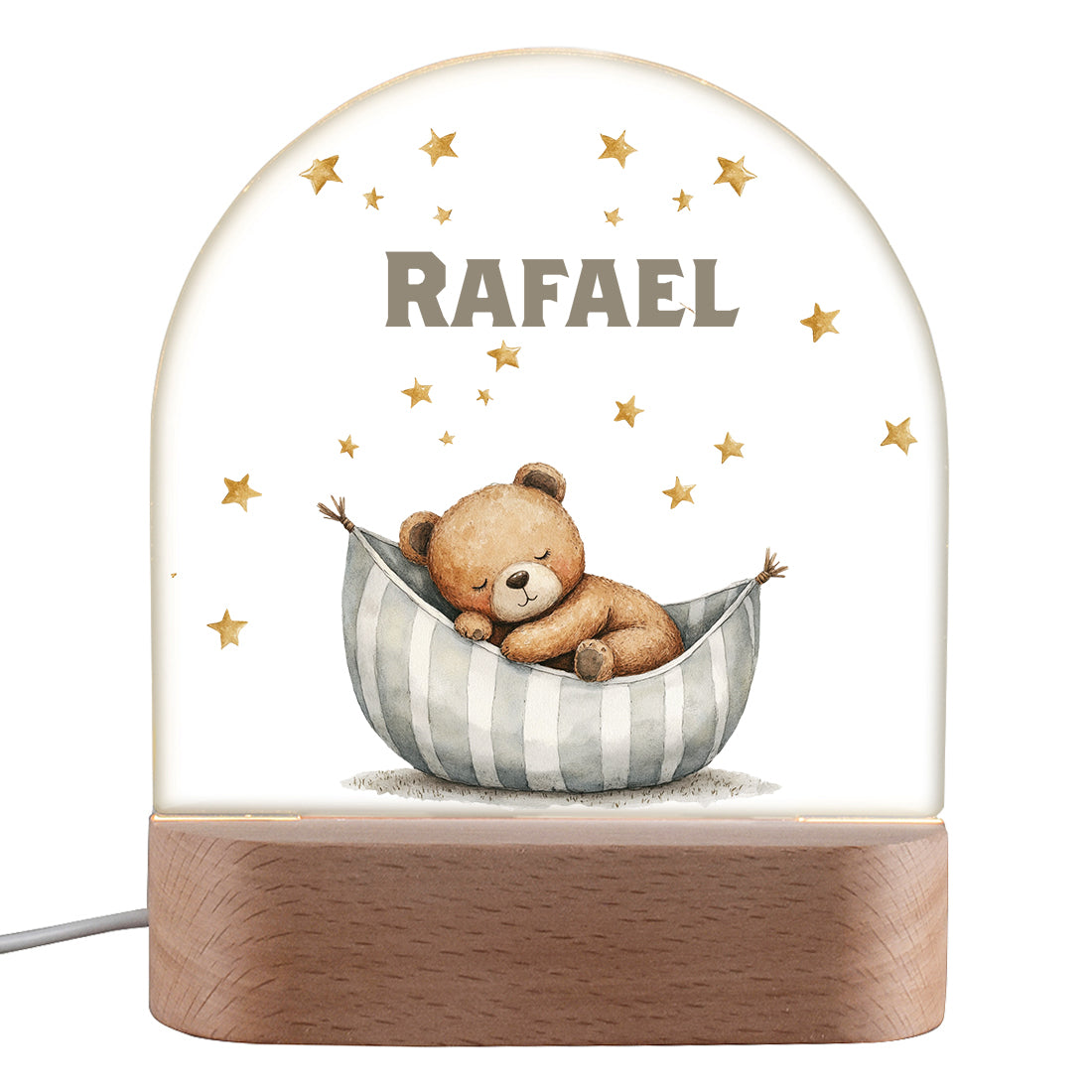 Personalisiertes LED-Nachtlicht "Schlaf gut, kleiner Bär" – Sternenhimmel mit Name
