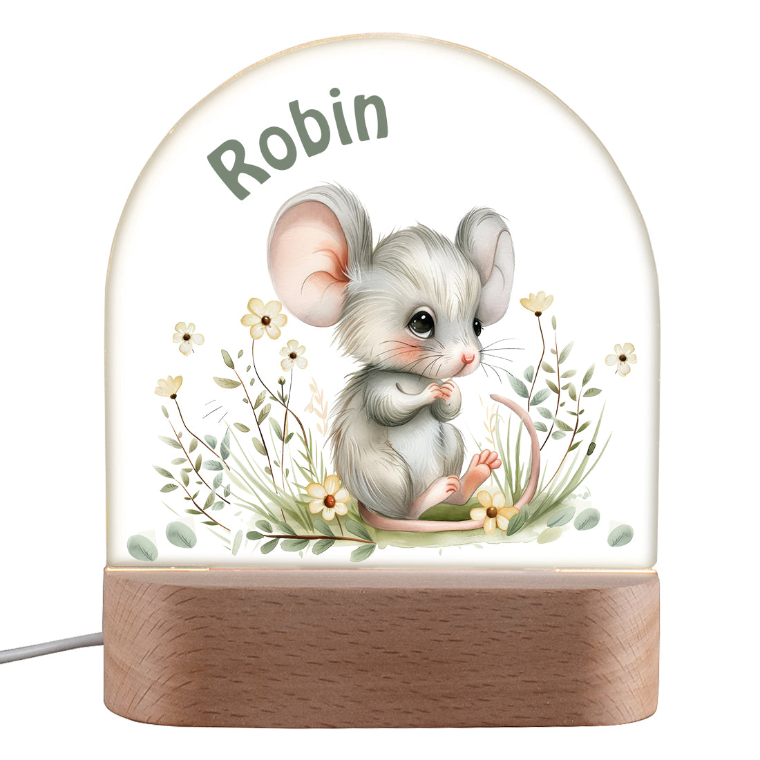 Personalisiertes LED Nachtlicht für Kinder mit Motiv Maus 