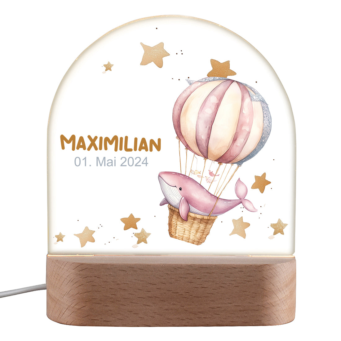 Personalisiertes LED Nachtlicht für Kinder mit Motiv Wal