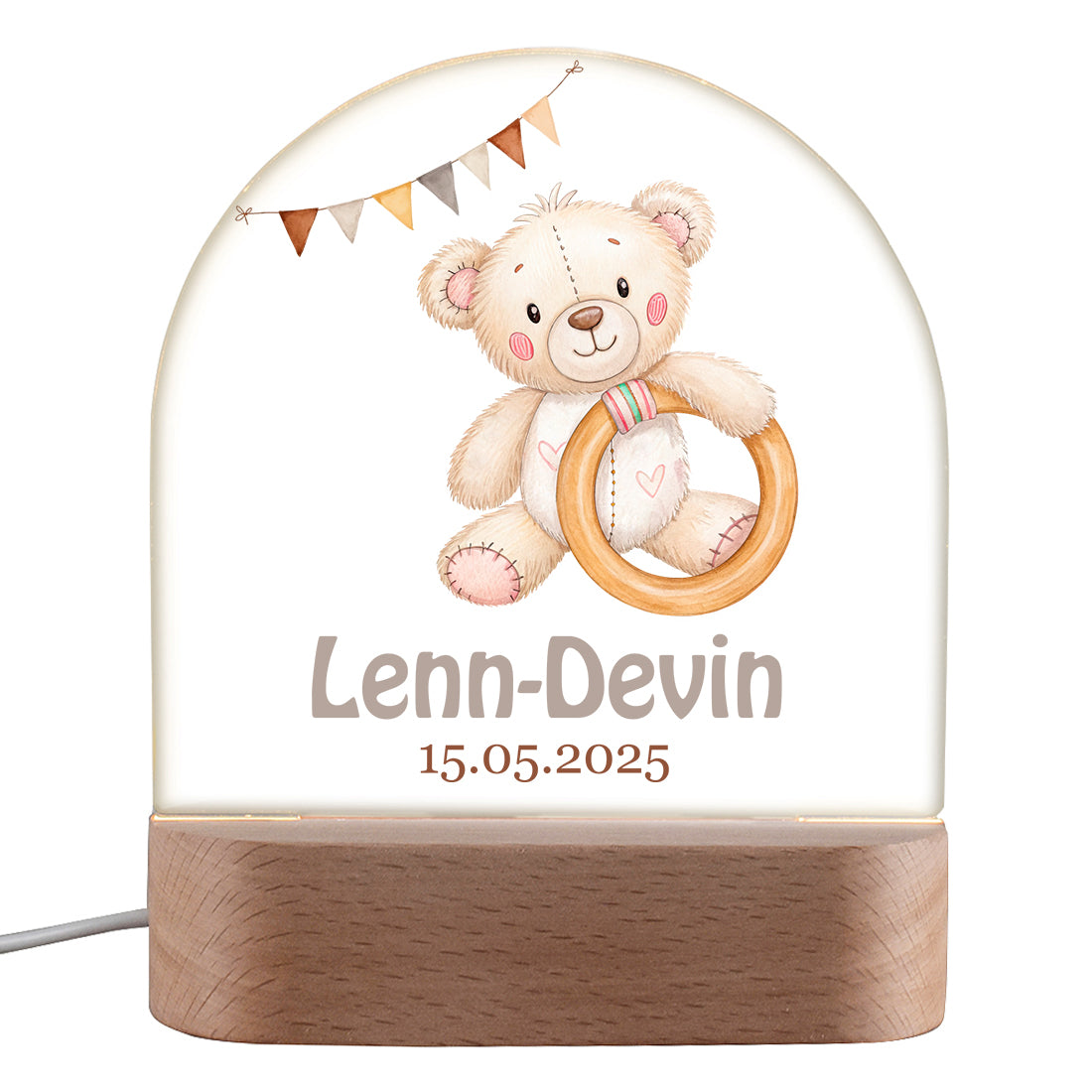 Personalisiertes LED Nachtlicht für Kinder mit Motiv Baby-Bär