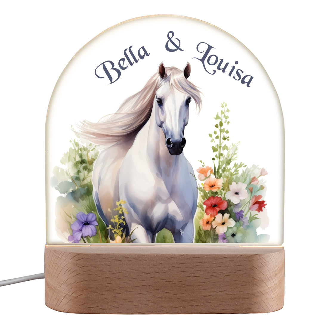 Personalisiertes LED Nachtlicht für Kinder mit Motiv Pferd