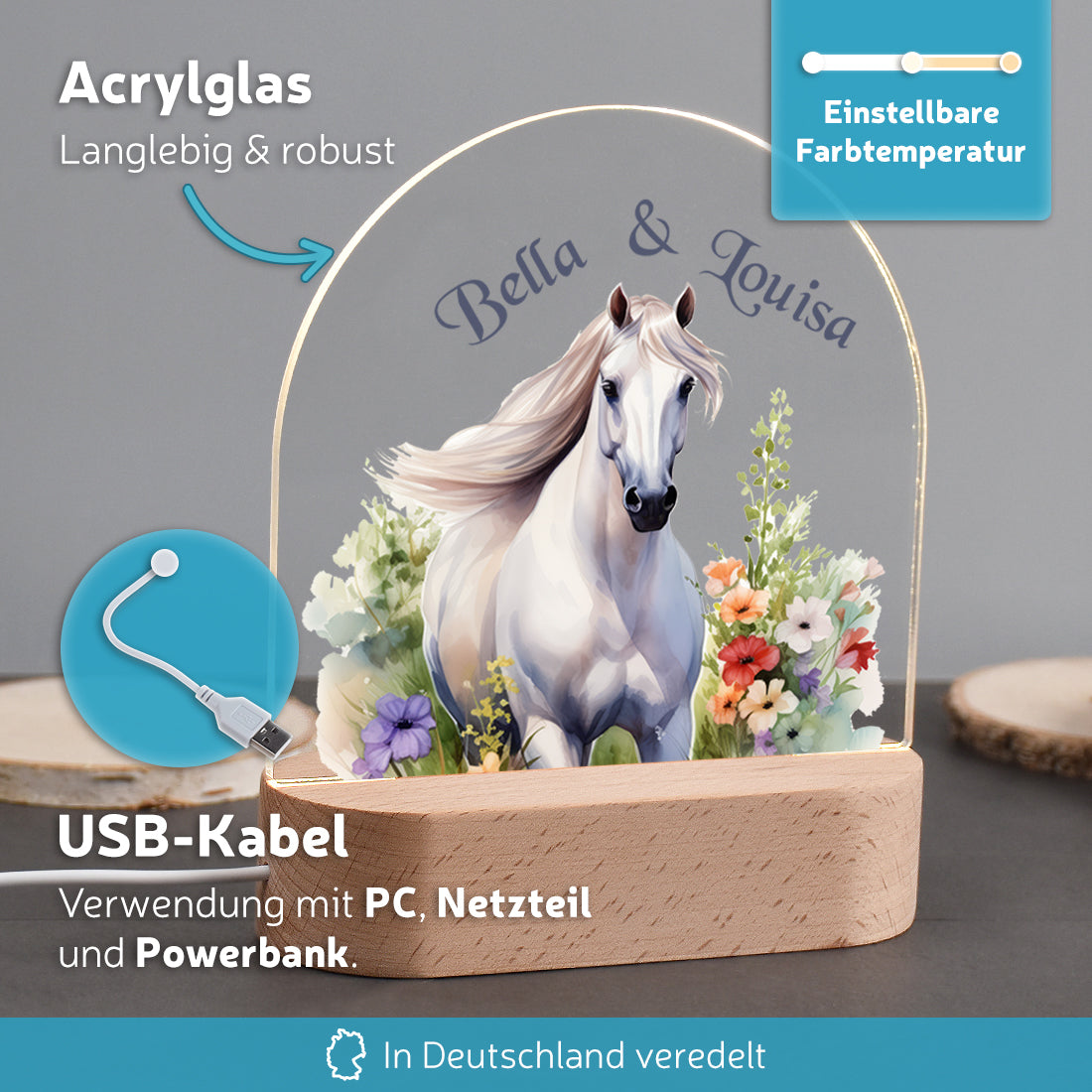 Personalisiertes LED-Nachtlicht Vorteile mit Motiv Pferd