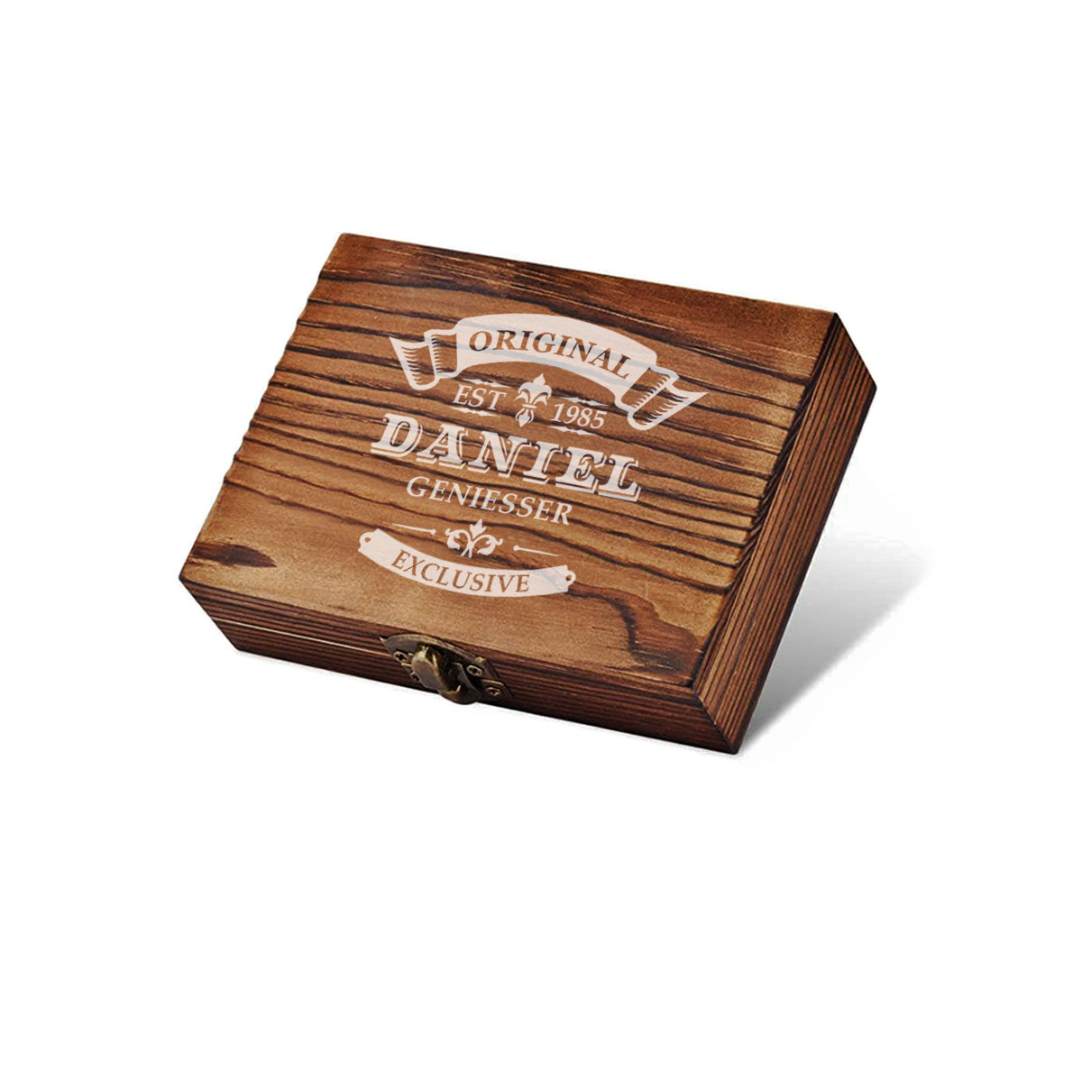 Whisky-Set 5-teilig mit Kühlsteine, Box und Glas - personalisiert