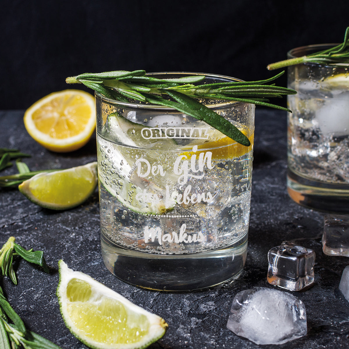 Gin Glas 320 ml Tumbler mit Gravur Der Gin des Lebens