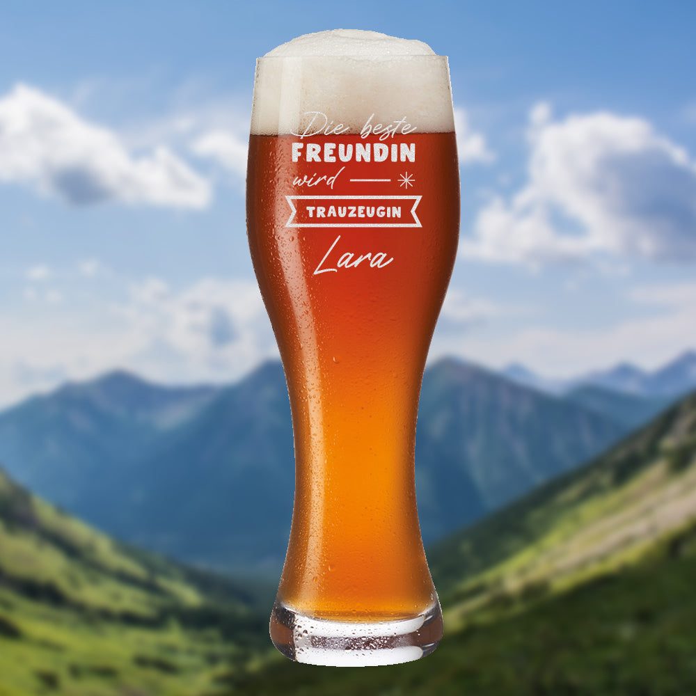 Personalisiertes Weizenglas 0,5 Liter mit Gravur für Freundin