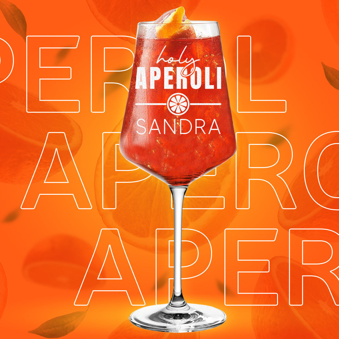 Aperol Spritz Glas 560 ml Holy Aperoli mit Gravur