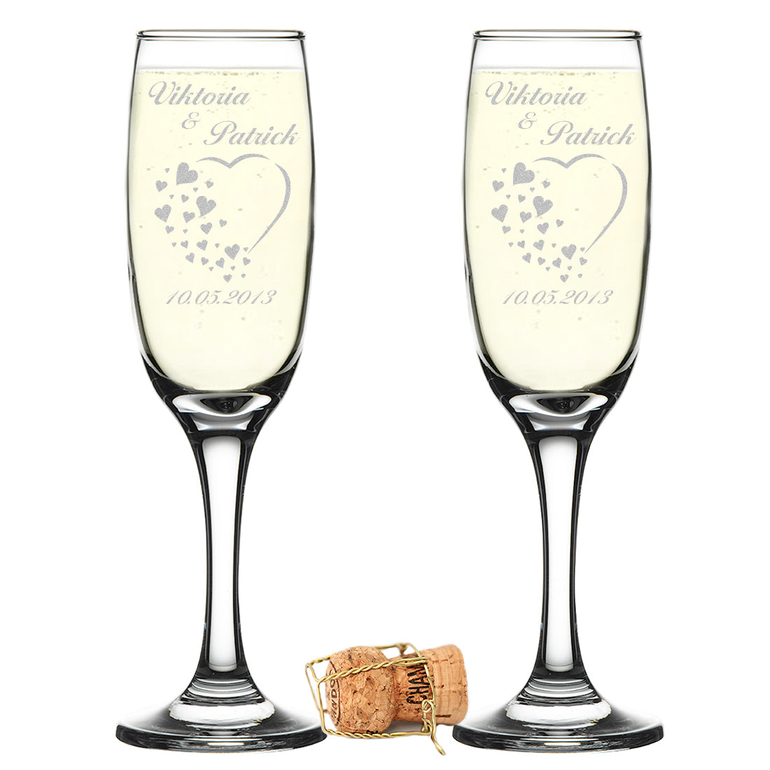 Sektgläser 2er-Set 210 ml mit Herz Gravur