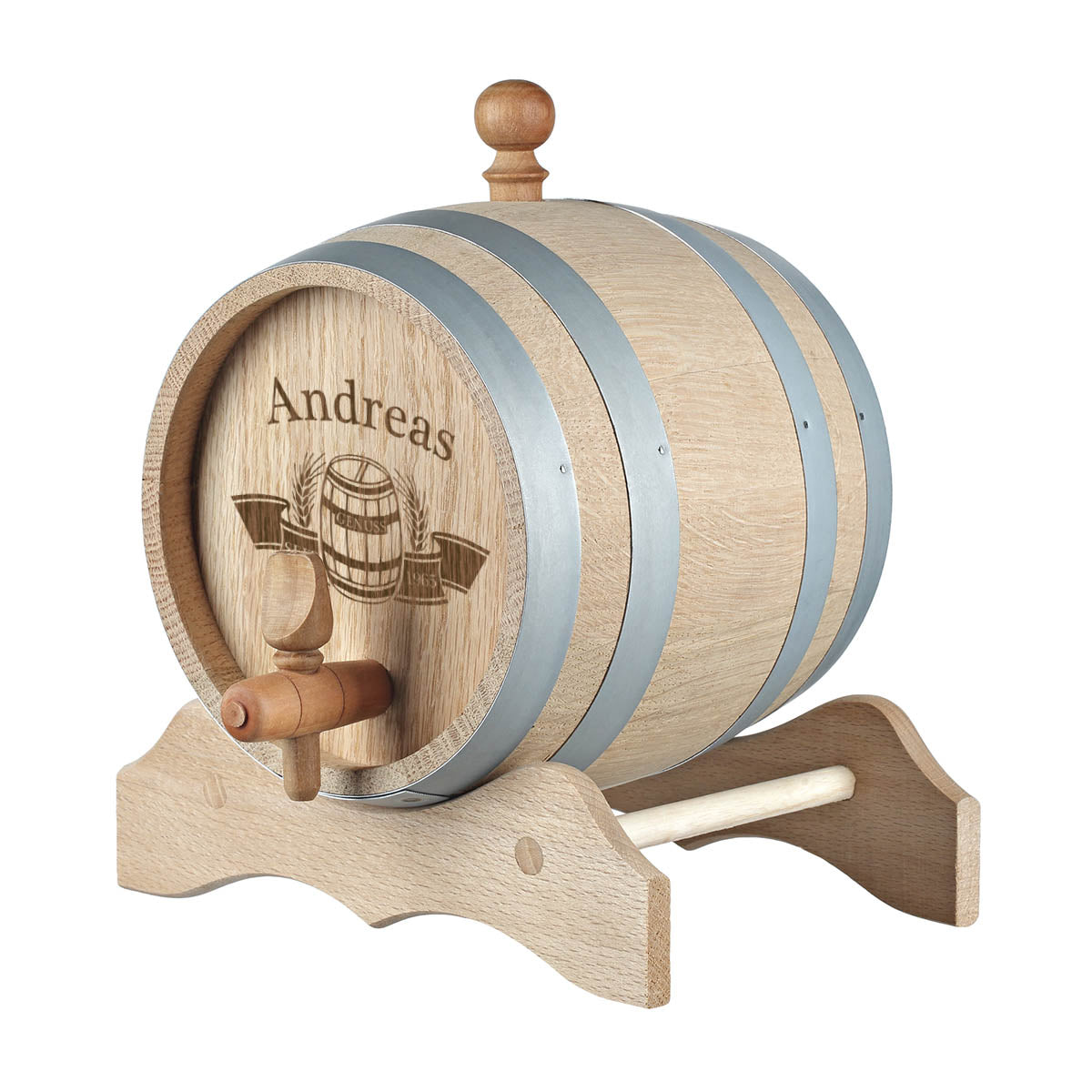 Holzfass aus Eiche mit personalisierter Gravur