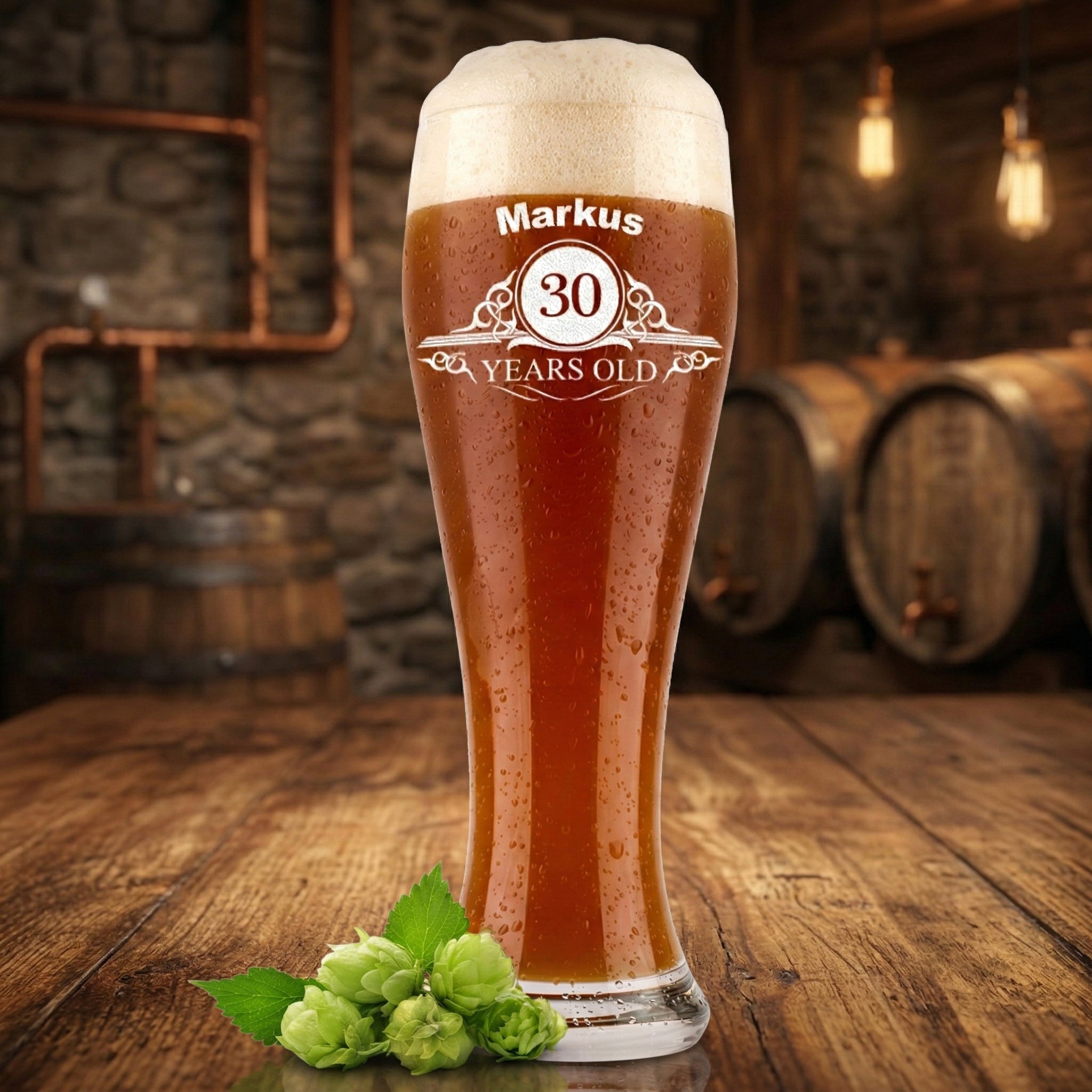 Weizenbierglas 0,5 Liter mit Namen graviert - personalisiertes Geschenk
