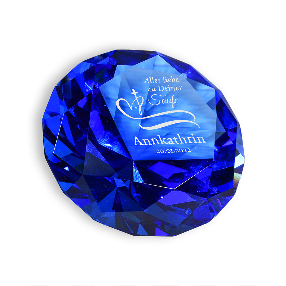 Diamant Farbe blau Motiv Herz & Kreuz
