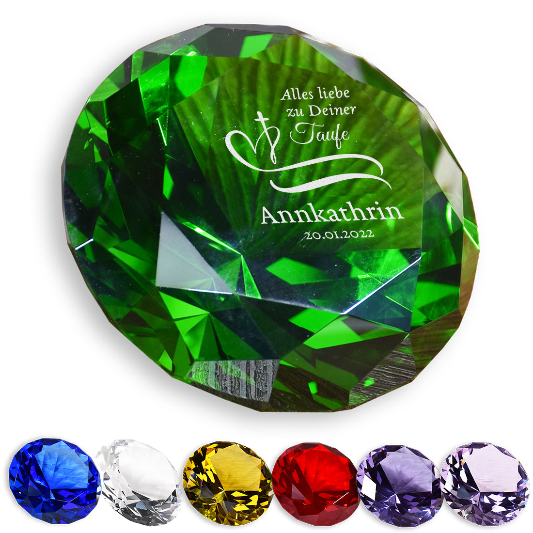 Farbauswahl Diamant grün Motiv Herz & Kreuz