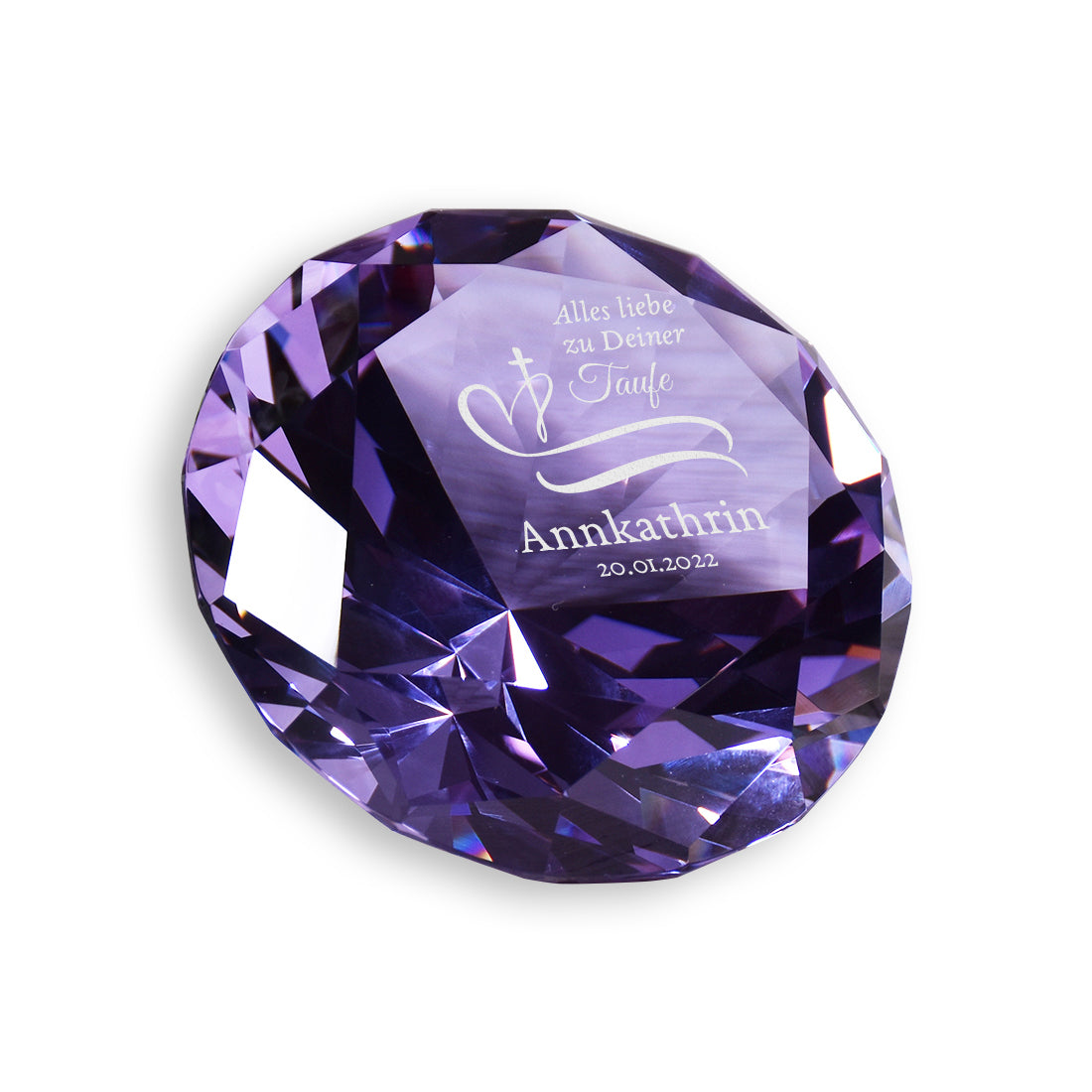 Diamant Farbe lilla Motiv Herz & Kreuz