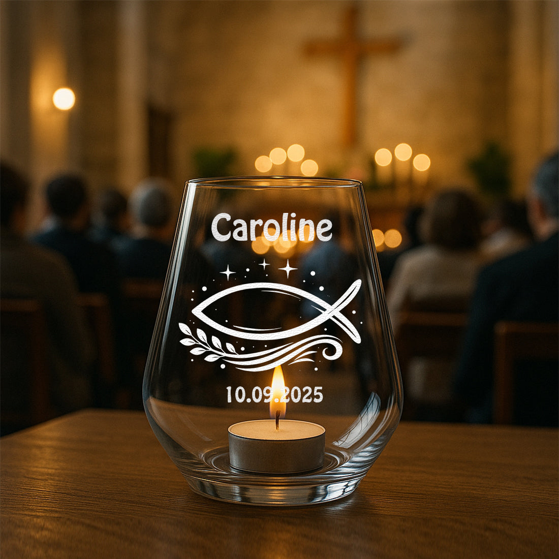 Personalisiertes Teelicht zur Konfirmation & Kommunion mit Gravur