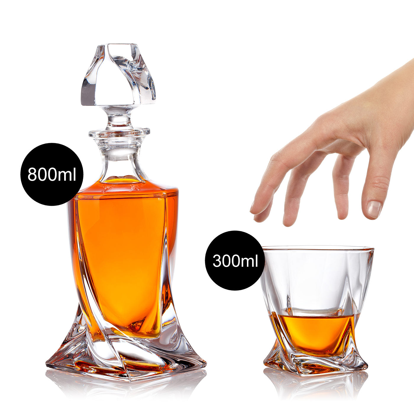 Whisky Set Twirl Dekanter 800 ml und Whiskygläser 300 ml