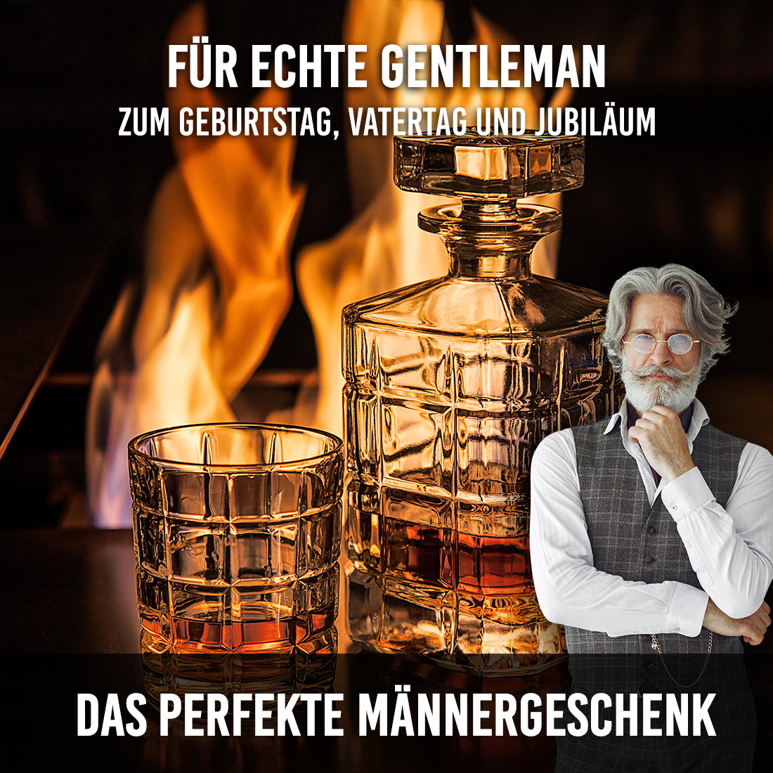 Whisky-Set 5-teilig Karaffe 800 ml & 4 Whiskygläser 320 ml - Ideal für Whiskyliebhaber