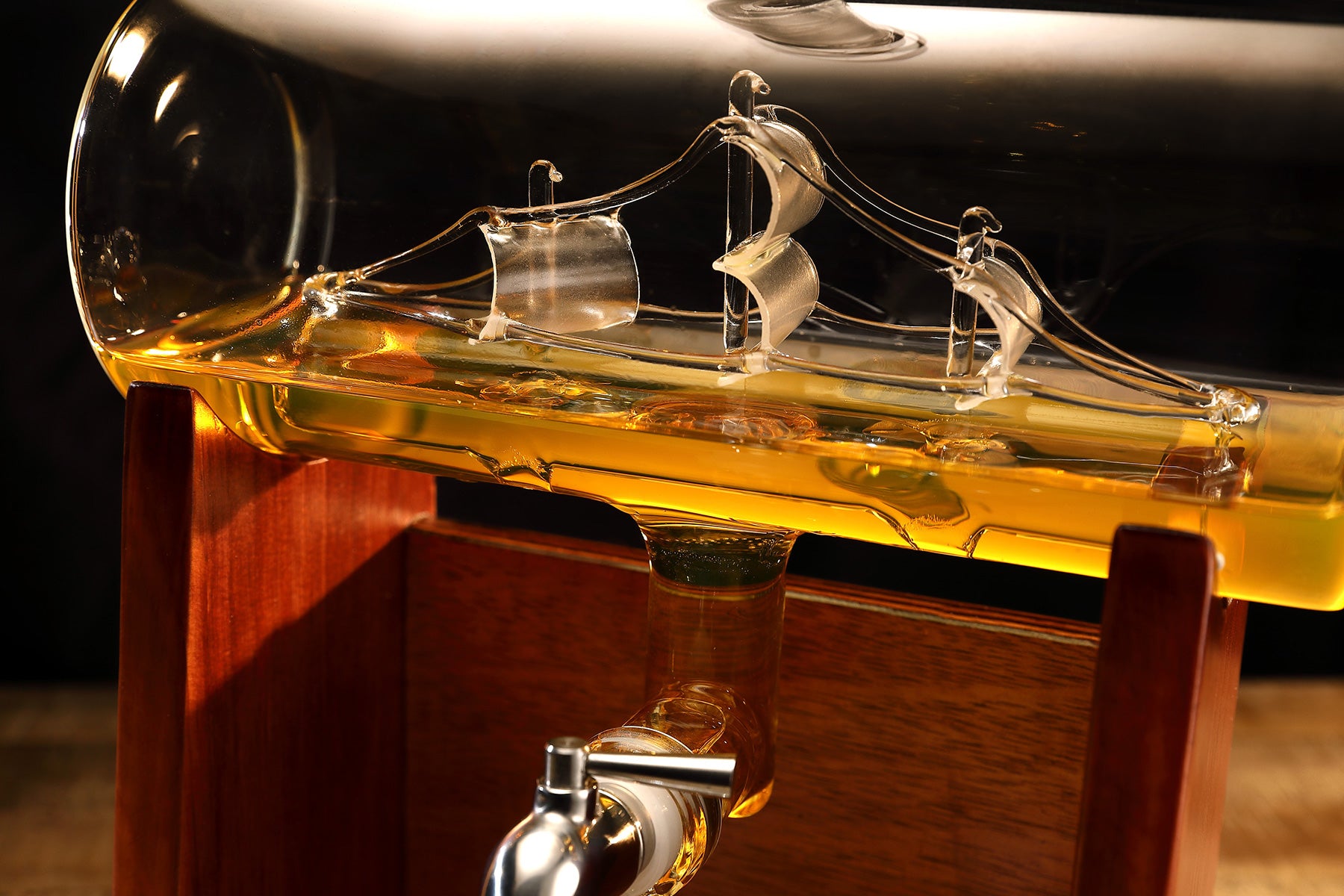 Segelschiff Dekanter Set "Weltkarte" mit 2 Whisky Tumbler