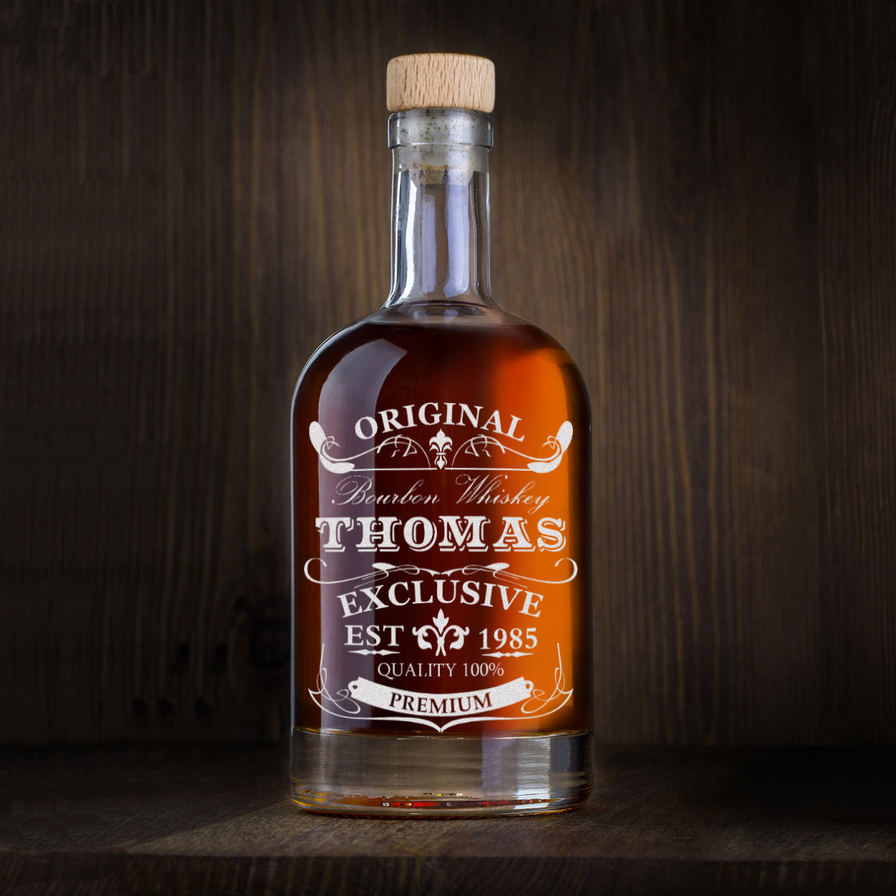 Whisky Glasflasche 700 ml mit personalisierter Gravur "Original Exklusive"