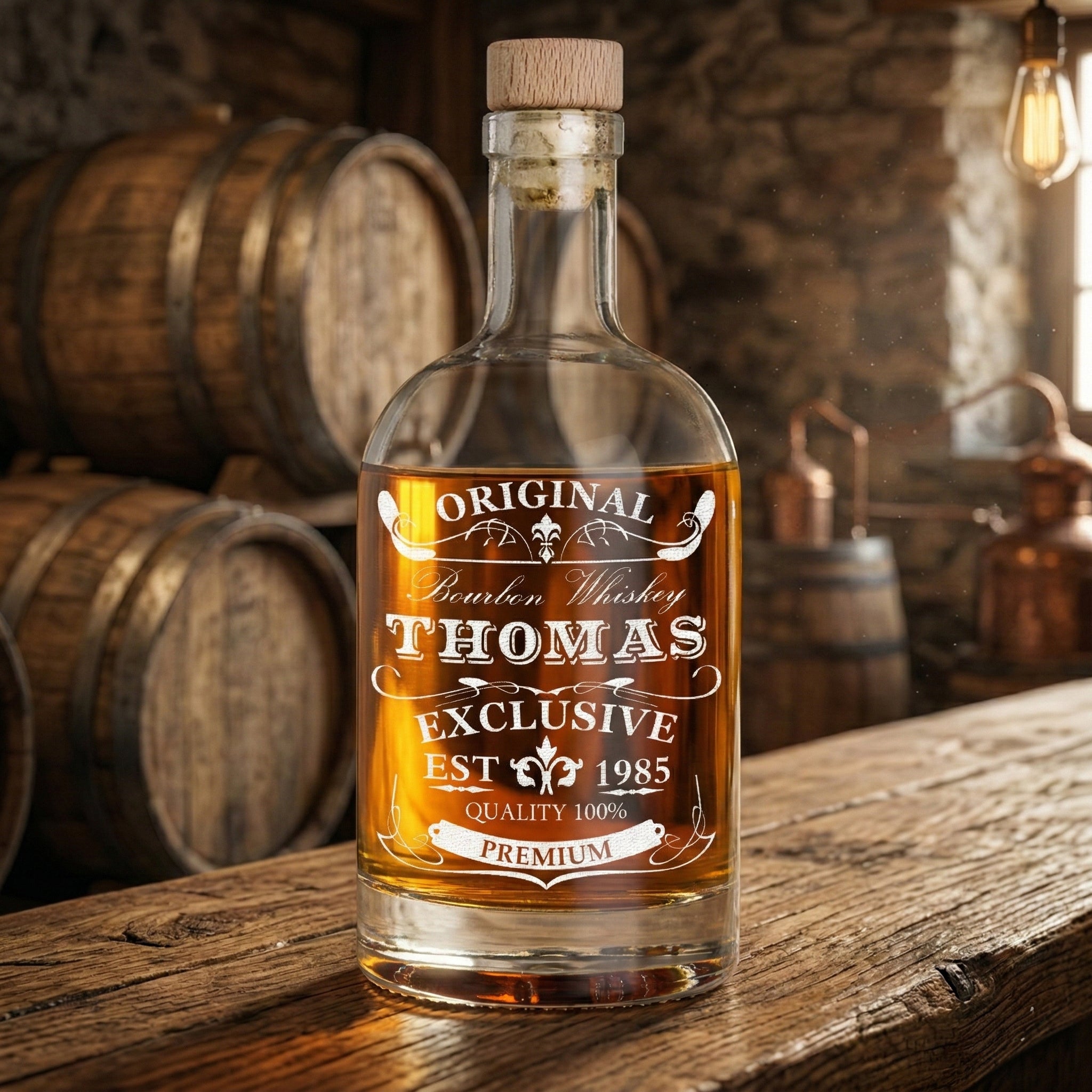 Whisky Glasflasche 700 ml mit personalisierter Gravur "Original Exklusive"