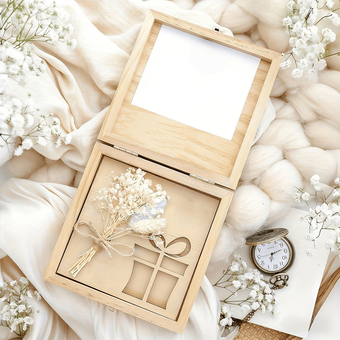 Personalisierte Geldgeschenkbox aus Holz mit Wunschtext