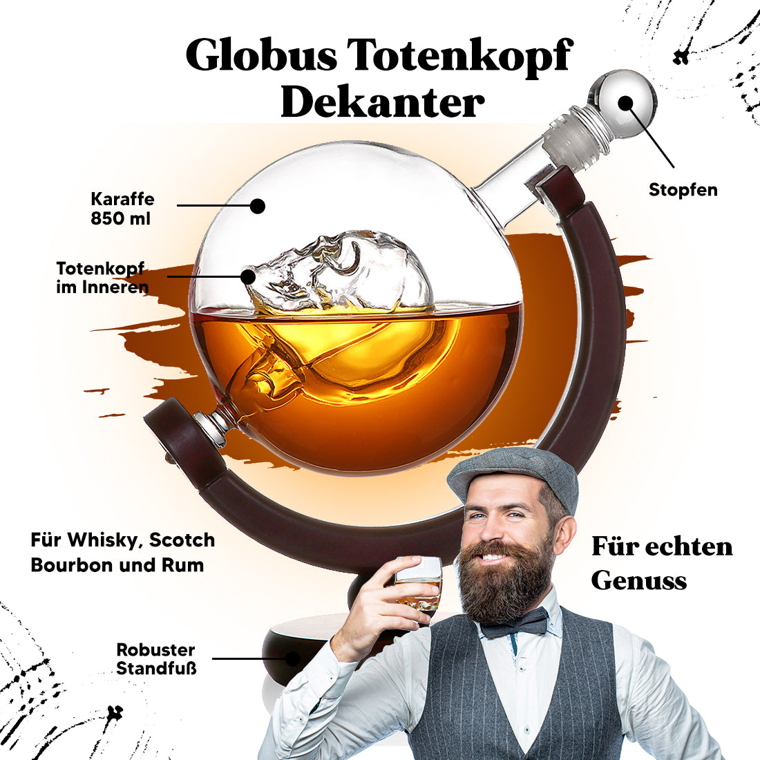 Whisky-Karaffe im Totenkopf-Design 850 ml - Das perfekte Geschenk