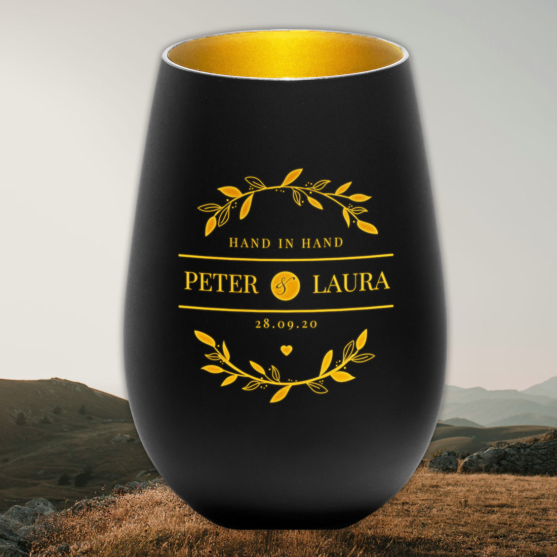 Teelichthalter in Schwarz aus Kristallglas