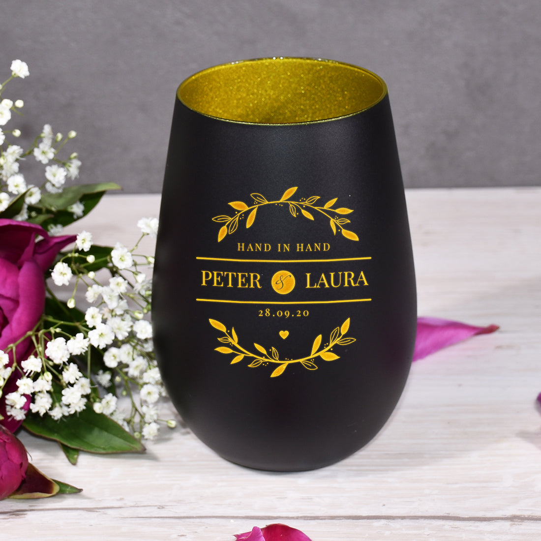 Teelichthalter in Schwarz aus Kristallglas