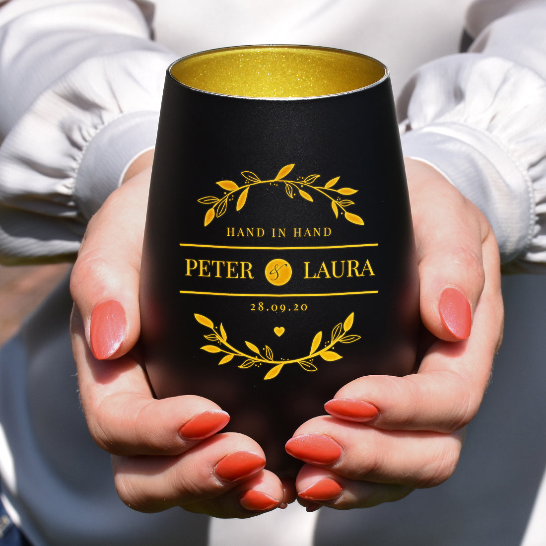 Teelichthalter in Schwarz aus Kristallglas