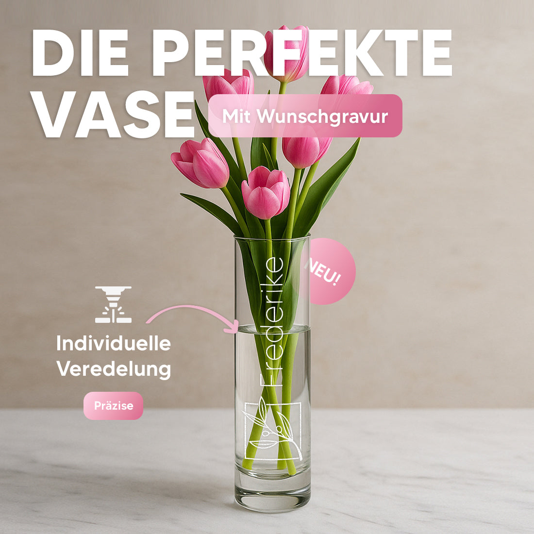 Vase mit Tulpen Blumen Quadrat