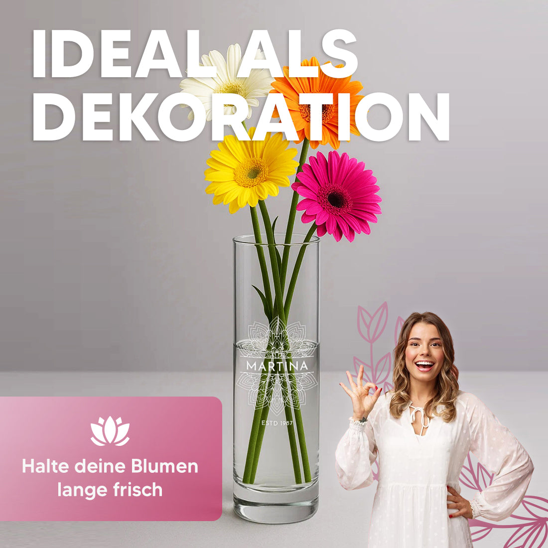 Vase als Deko Mandala