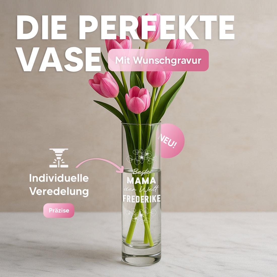 Vase mit Tulpen Beste Mama
