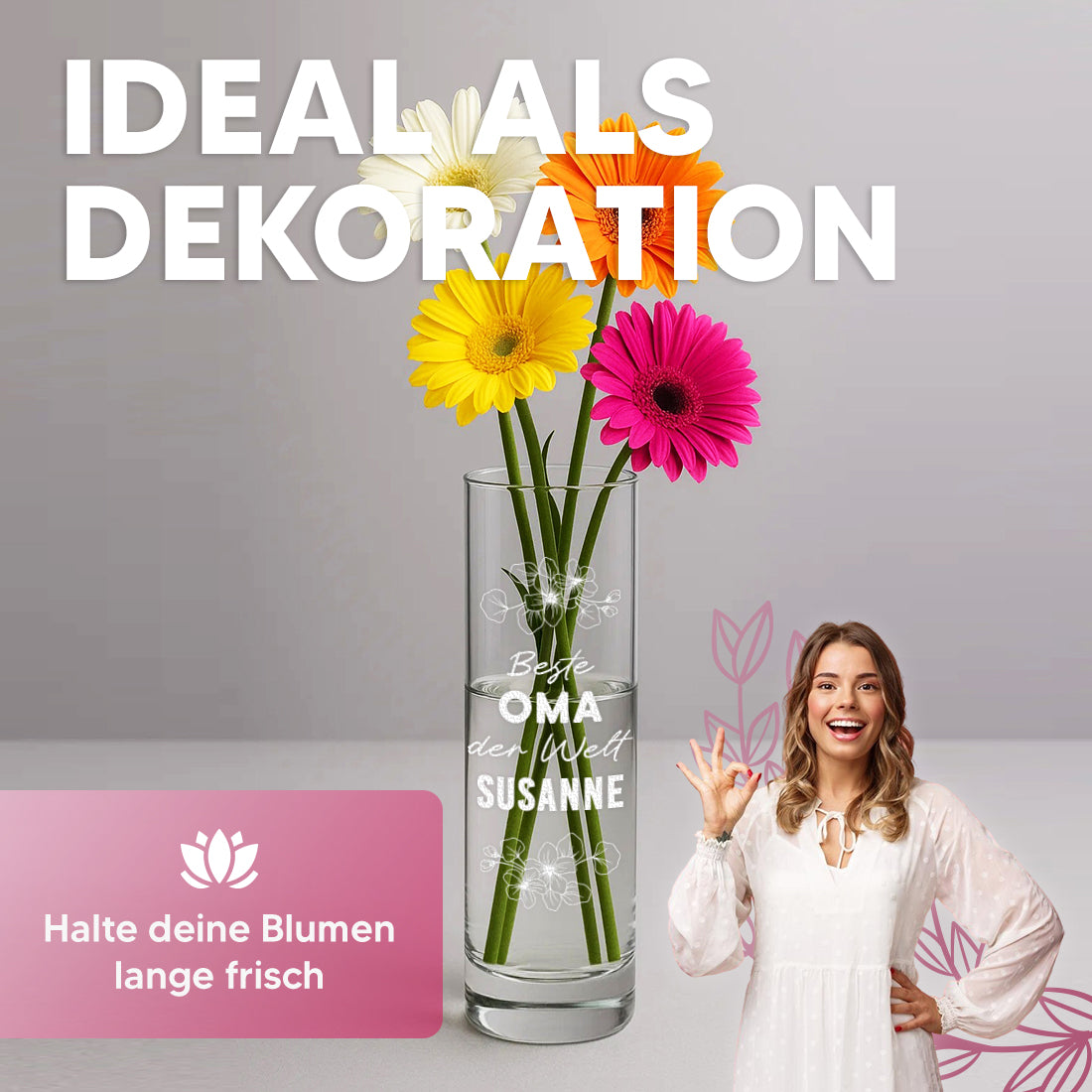 Vase als Deko beste Oma