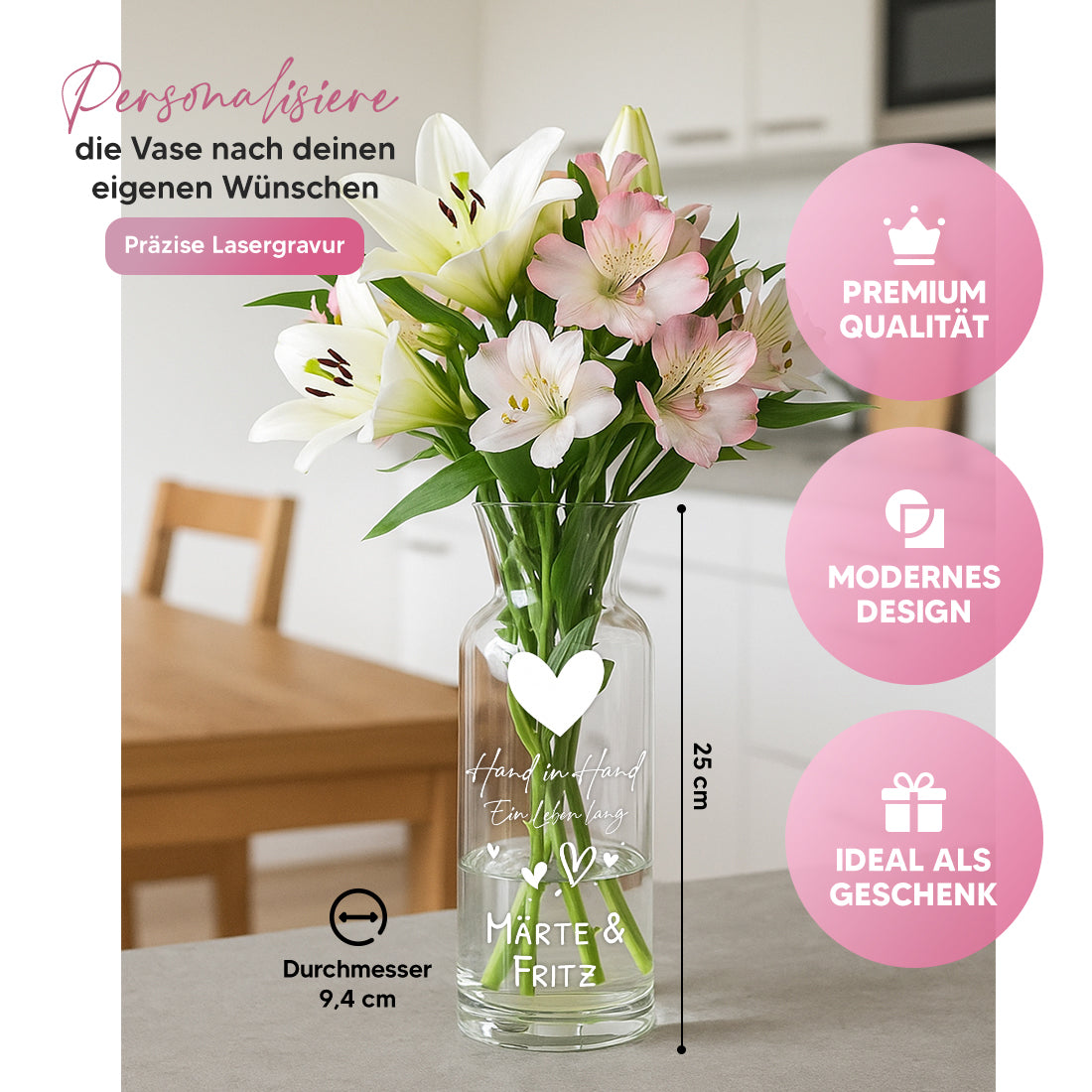 Karaffen-Vase Produktdetails Hand in Hand