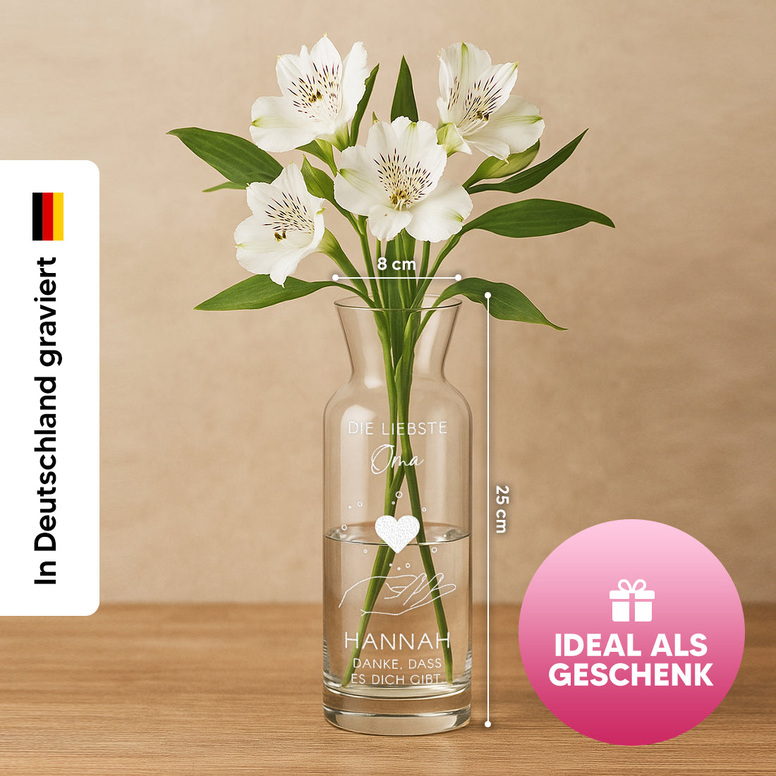 Karaffen-Vase als Geschenk liebste Oma