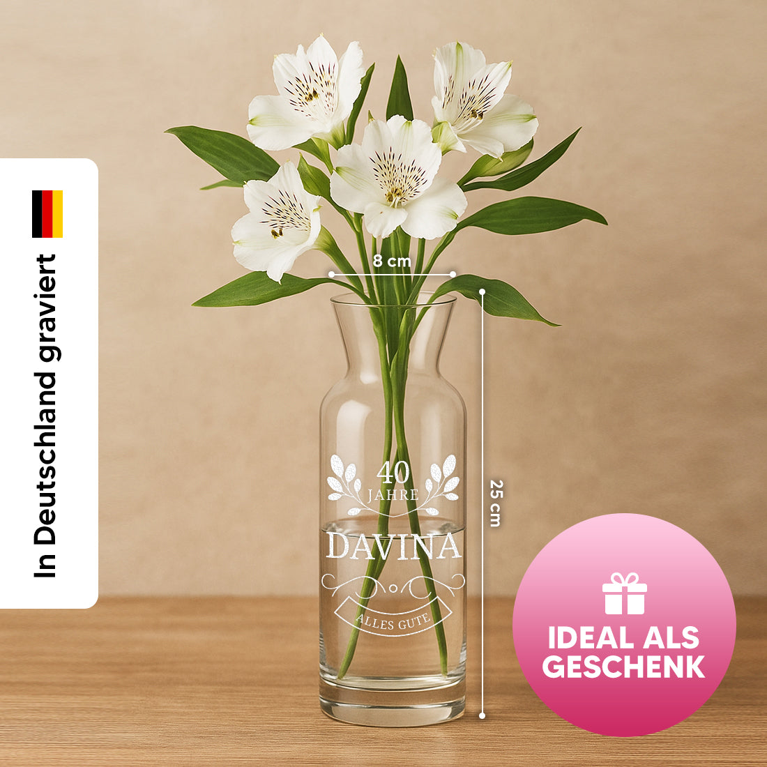 Karaffen-Vase als Geschenk Jubiläum