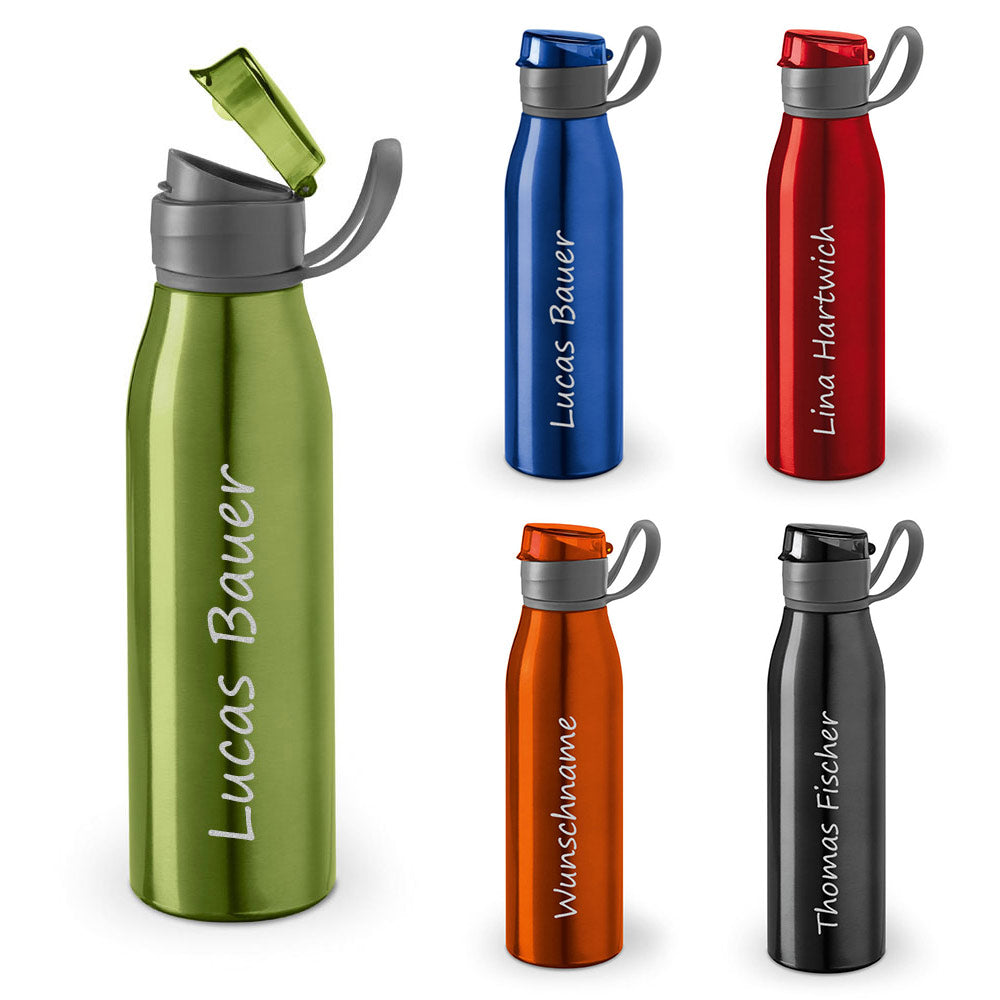 Personalisierte Trinkflasche Grün - 650ml Aluminium mit Wunschgravur