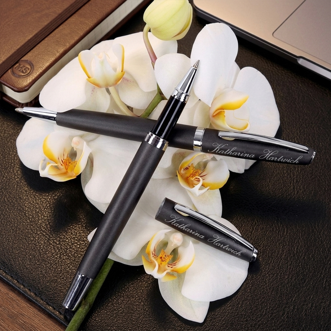 Exklusives Schreibset in Anthrazit-Grau mit individueller Gravur