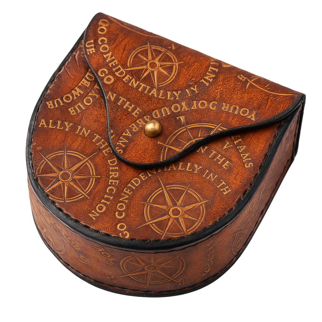 Kompass-Etui aus Kunstleder | Vintage-Design | Geschenkbox