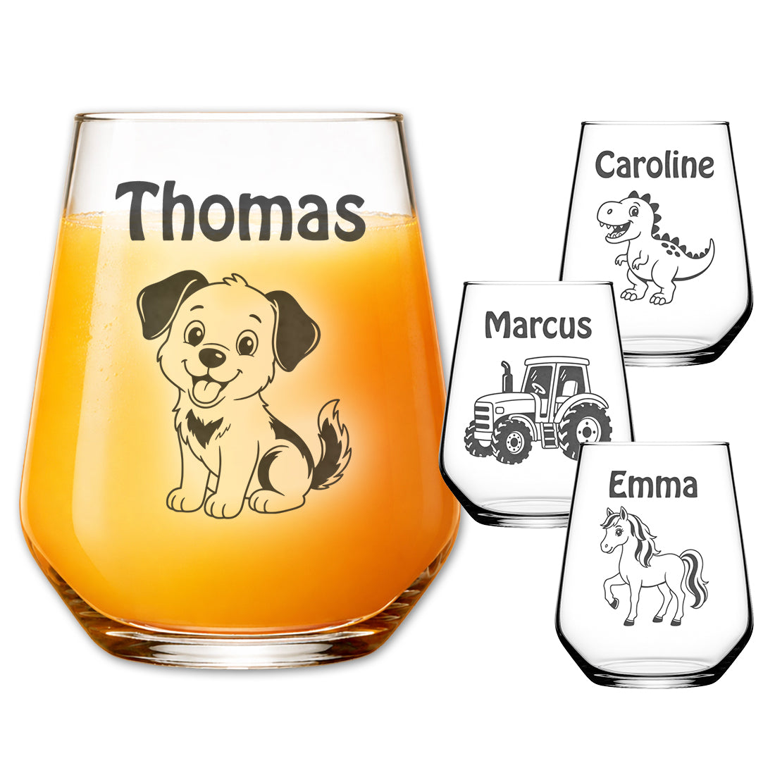Personalisiertes Kinderglas mit Namen & Wunschmotiv 425 ml