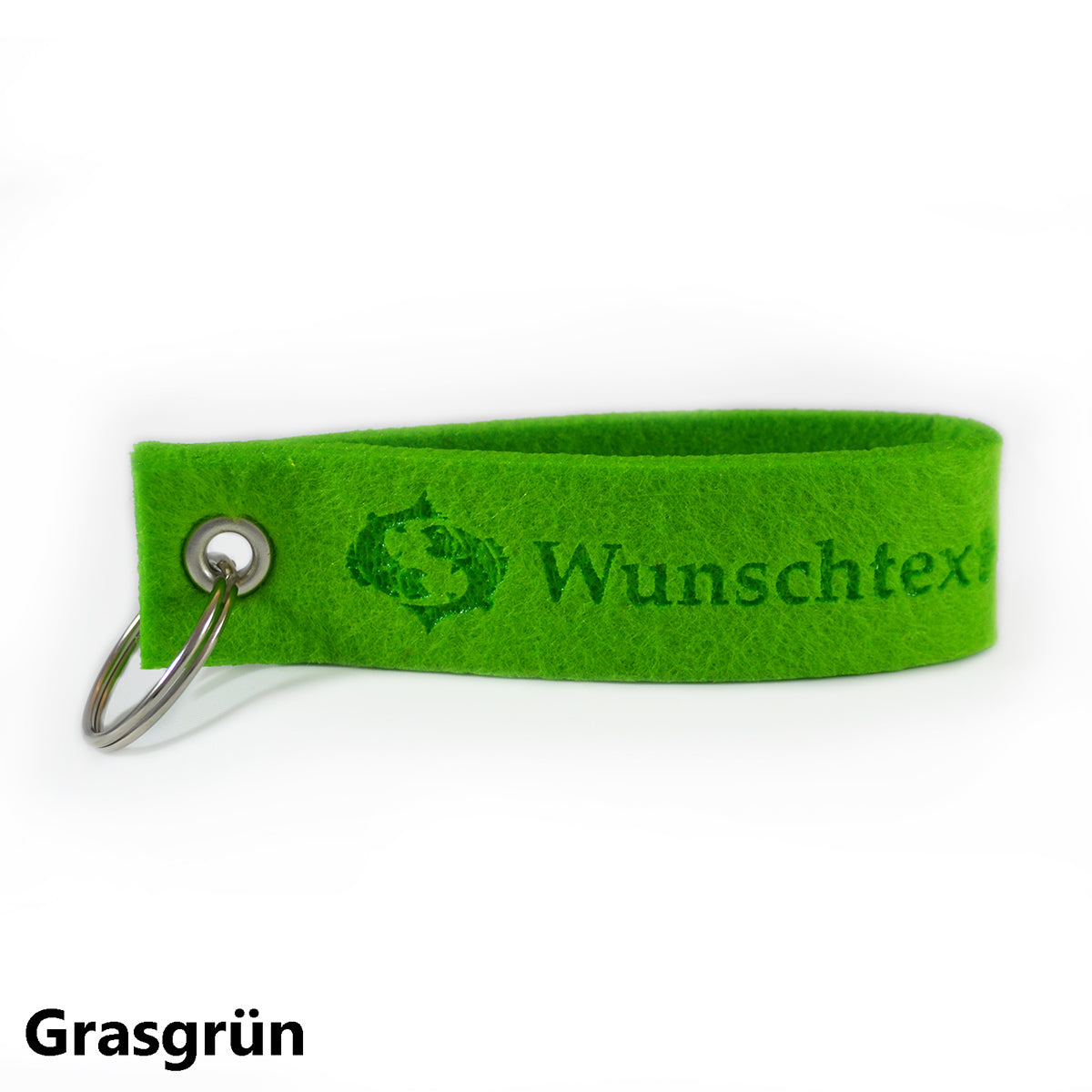 Filz Schlüsselanhänger grasgrün mit Gravur