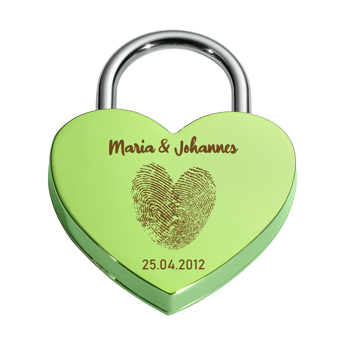 Liebesschloss Herz-Schloss mit Gravur - Motiv Herz Fingerabdruck