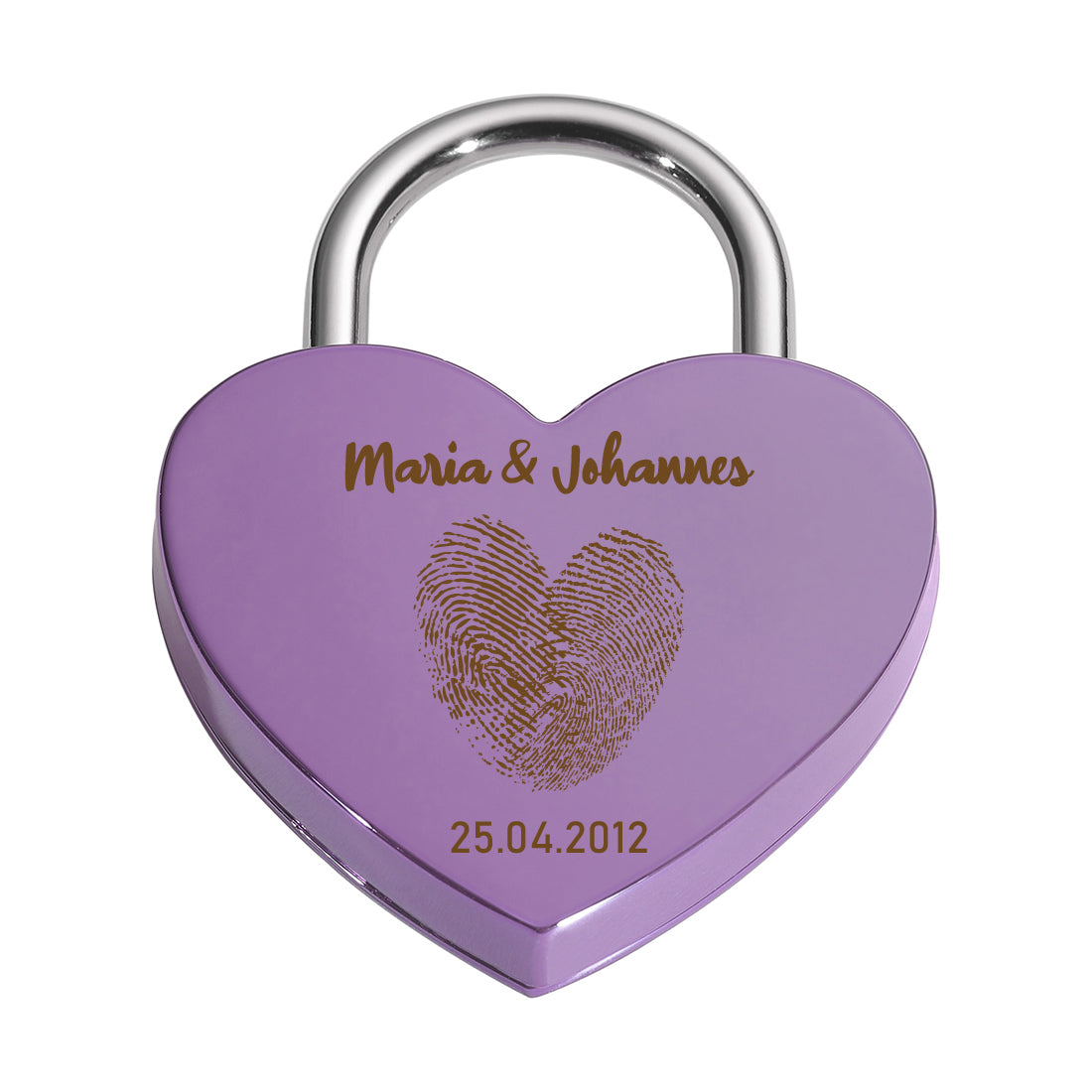 Liebesschloss Herz-Schloss mit Gravur - Motiv Herz Fingerabdruck