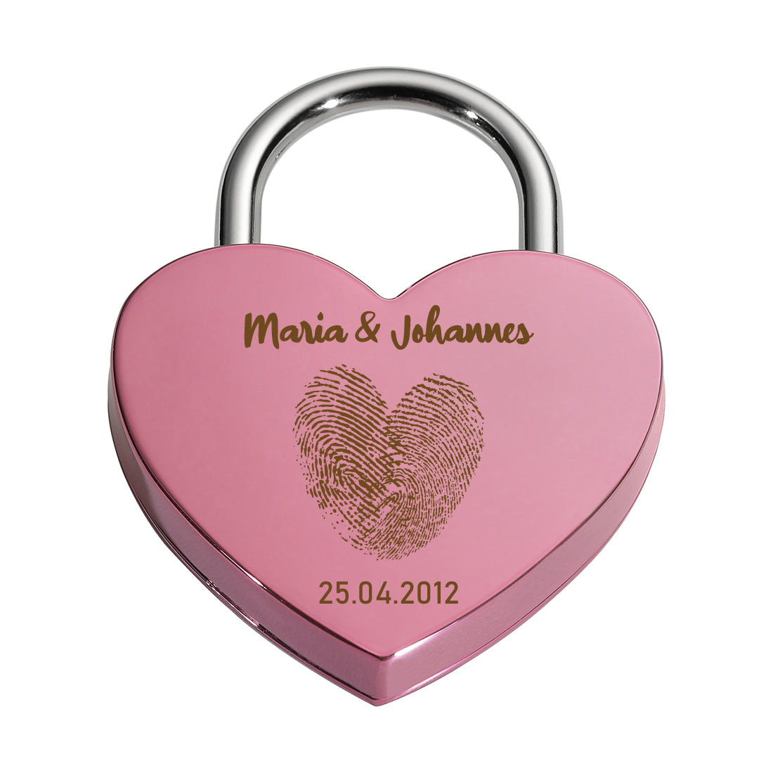 Liebesschloss Herz-Schloss mit Gravur - Motiv Herz Fingerabdruck